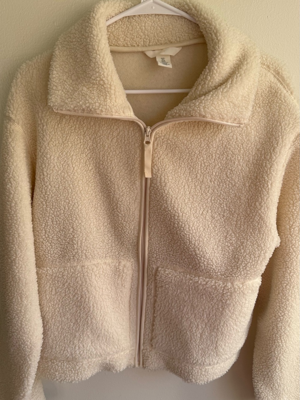 H&M Cream Teddy Sherpa Zip Jacket